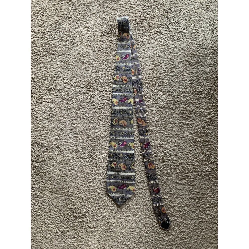 VTG MBP New York USA Mens Neck Tie Abstract Geometric Paisley Tan Gold‎ USA